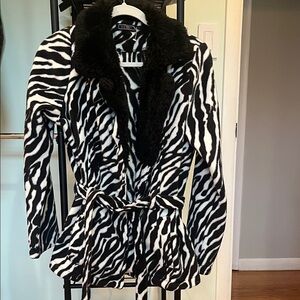 Betsey Johnson Black and White Zebra Print Robe